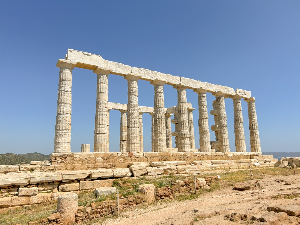 Temple of Poseidon ruins with 18 white columns.