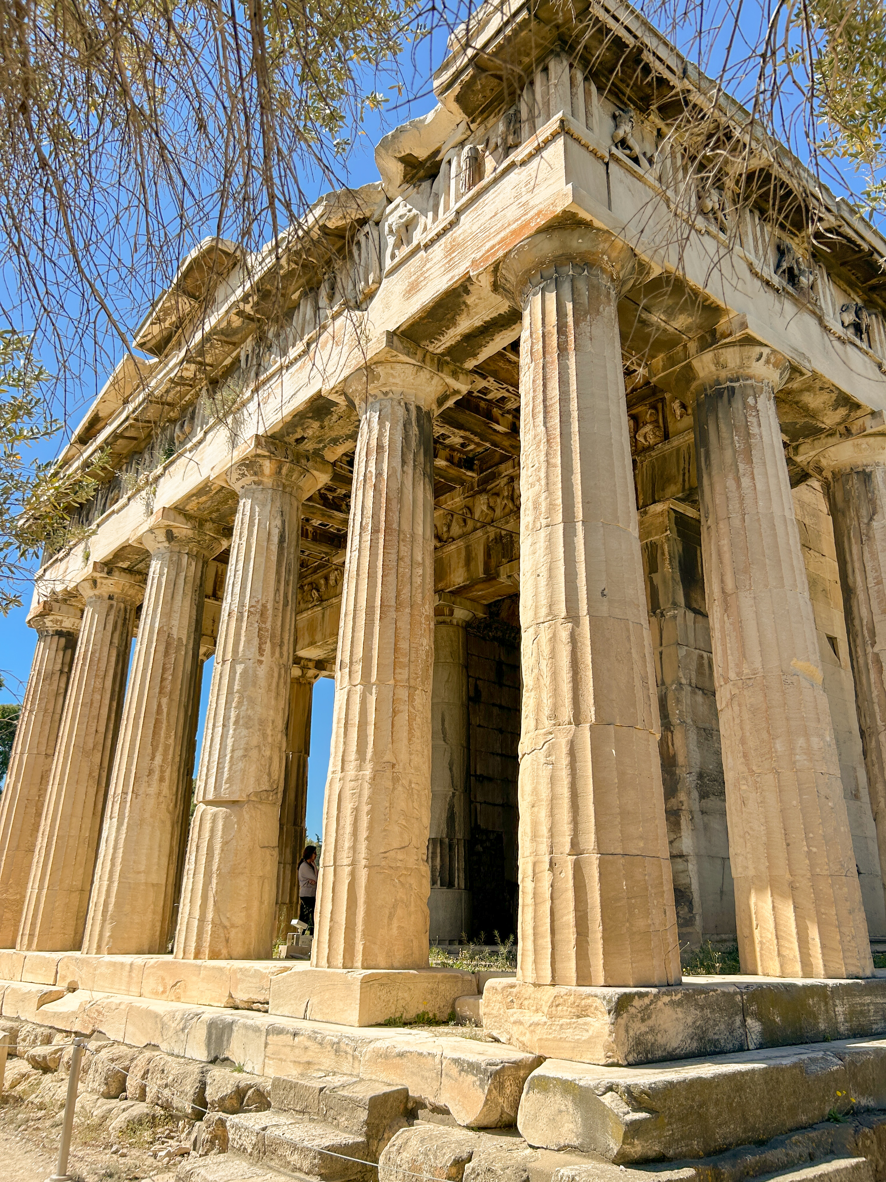 Temple of Hephaestus stands with large columns.